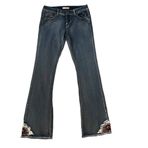 Altar’d State Caitlin Bootcut Flare Jeans Boho Floral Lace Embroidery US 27